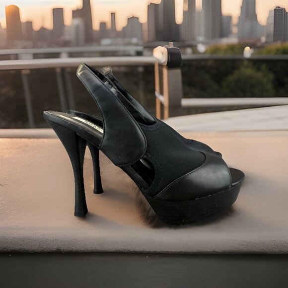 ✅Simply Vera-Vera Wang Platform Stilettos Womens 8.5 Peep Toe Slingback Heels - Picture 1 of 14